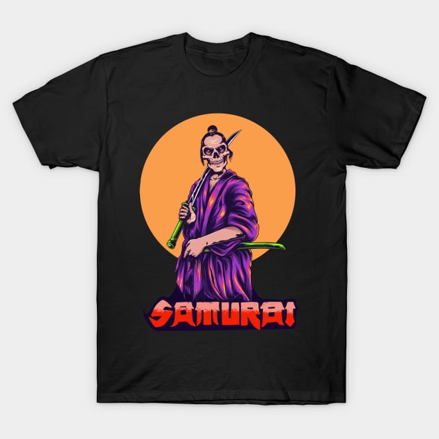 Samurai skull Illustration T-Shirt by Invectus Studio Store